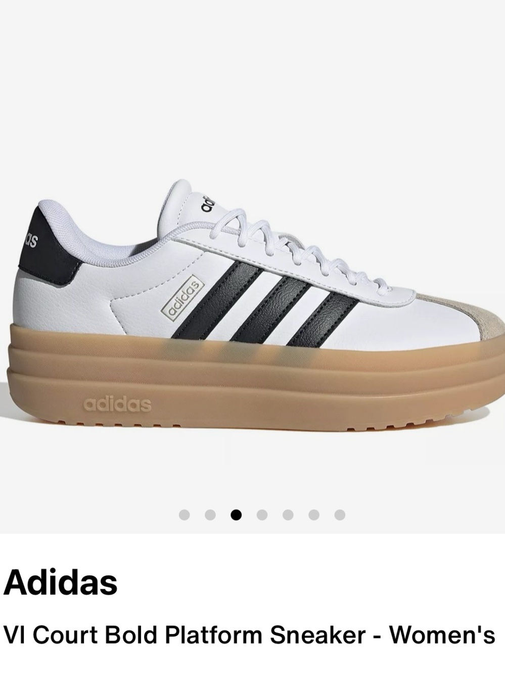 adidas Women's Platform Sneaker in White, Black & Tan